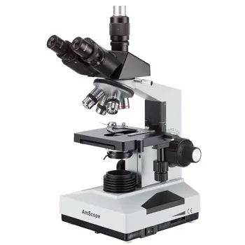 AmScope 40X-2000X 20 Вт Галогенный Симулфокальный тринокулярный микроскоп Темного поля с 3D механической сценой