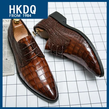 HKDQ/ Деловая официальная обувь с острым Носком Для Мужчин, Модная удобная Мужская Кожаная Обувь, Дышащие мужские модельные туфли, Большие размеры 38-48