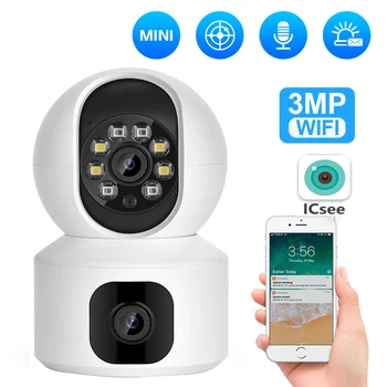 PTZ-Камера 1080P HD с двумя Объективами, WiFi, AI, Автоматическое Отслеживание, Беспроводная Система Видеонаблюдения, IP-Камера, Радионяня для Alexa