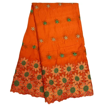 Африканская Кружевная ткань Высококачественная вышивка Швейцарская Вуаль Кружевная Хлопчатобумажная ткань для женских платьев 5 Ярдов