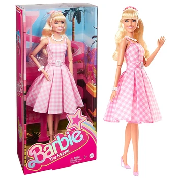 Кукла-героиня нового фильма Барби Каваи в розово-белом клетчатом платье с ожерельем-цепочкой из ромашек, игрушки для подарков детям на День рождения
