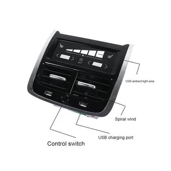 Очистка заднего выпускного отверстия Светодиодная Атмосфера Зарядка через USB для Volvo XC60 XC90 S60 V60 V90 2015-2021 Крышка кондиционера