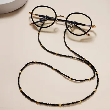 Очки ручной работы, украшенные бисером, веревка, нескользящая и защищающая от падения, черные очки, цепочка, солнцезащитные очки, декоративный шнурок